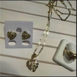 Gold Heart Jewelry Set